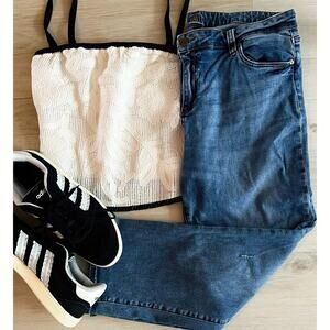 KUT From The Kloth Amy Straight Leg Jeans Size 16 Medium Wash Stretch Denim